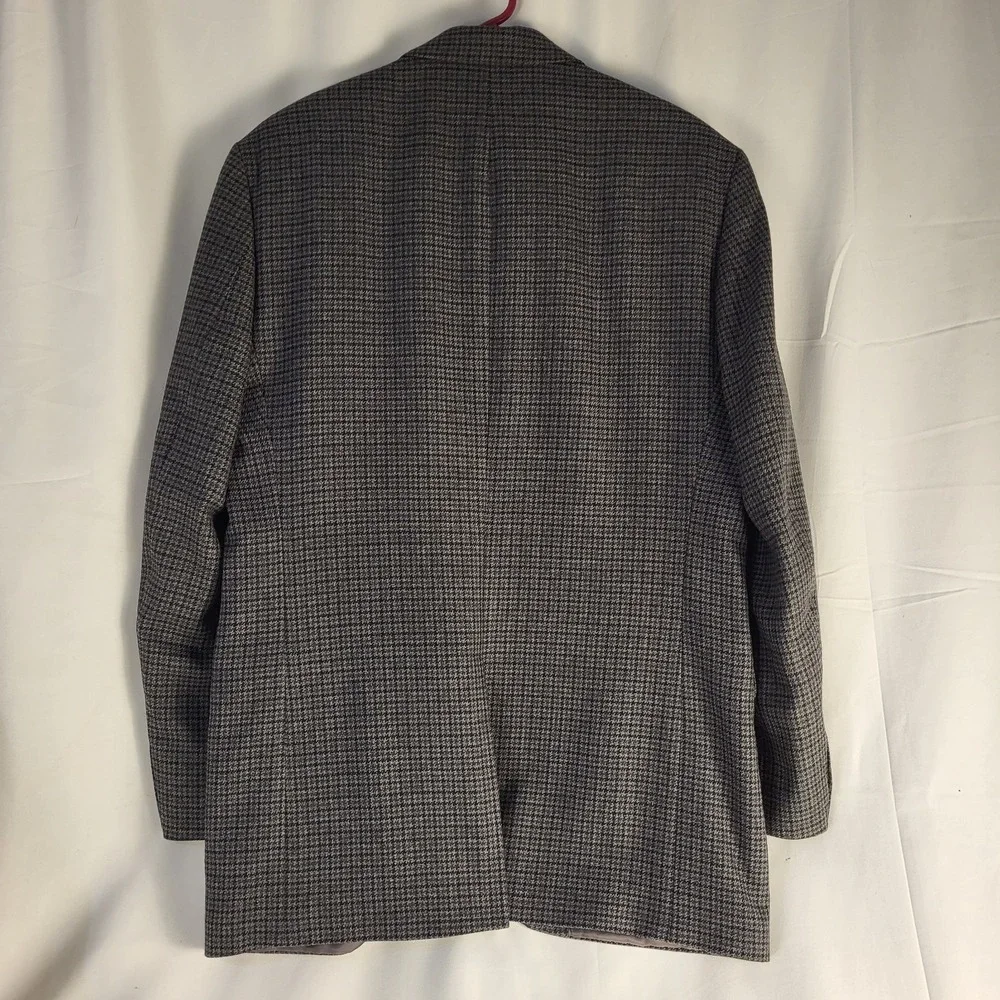 Lauren Ralph Lauren Mens 42L Blazer Sport Jacket Coat Gray Houndstooth Wool